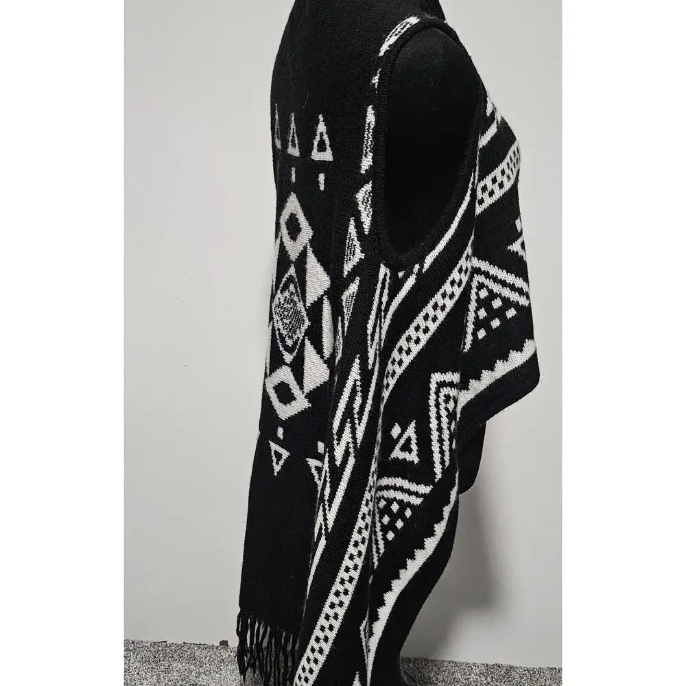 Pina Rossi Womens Small Flowy Open Front Vest Cardigan Western Fringe Boho Aztec - Picture 4 of 11